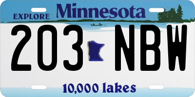 MN license plate 203NBW
