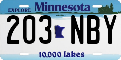 MN license plate 203NBY