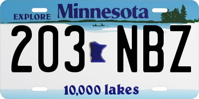 MN license plate 203NBZ