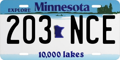 MN license plate 203NCE