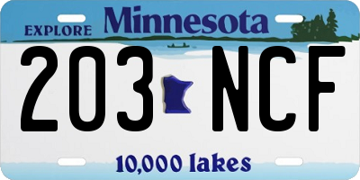MN license plate 203NCF