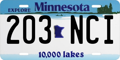 MN license plate 203NCI