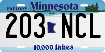 MN license plate 203NCL