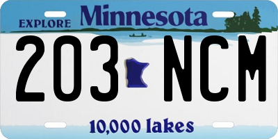 MN license plate 203NCM