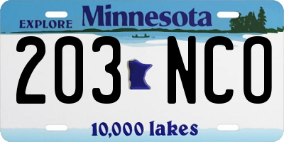 MN license plate 203NCO