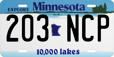 MN license plate 203NCP
