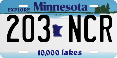 MN license plate 203NCR