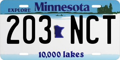 MN license plate 203NCT