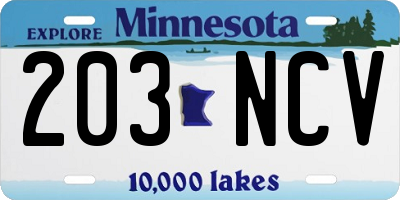 MN license plate 203NCV