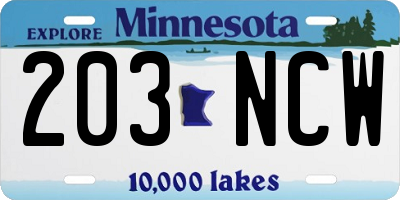 MN license plate 203NCW