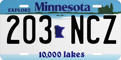 MN license plate 203NCZ