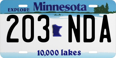 MN license plate 203NDA