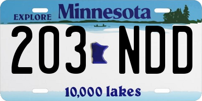 MN license plate 203NDD