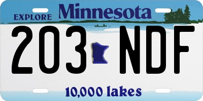 MN license plate 203NDF