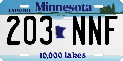 MN license plate 203NNF