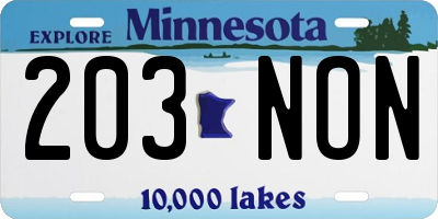 MN license plate 203NON