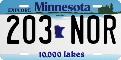 MN license plate 203NOR
