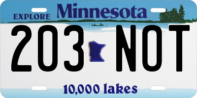 MN license plate 203NOT