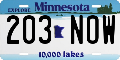 MN license plate 203NOW