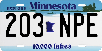 MN license plate 203NPE