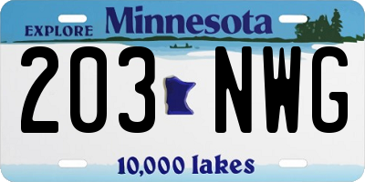 MN license plate 203NWG