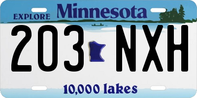 MN license plate 203NXH