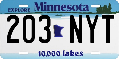 MN license plate 203NYT