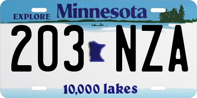 MN license plate 203NZA