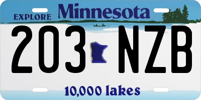 MN license plate 203NZB