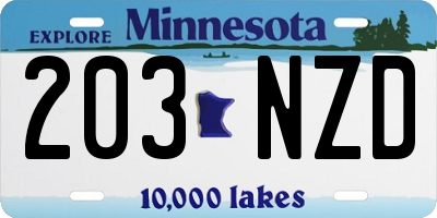MN license plate 203NZD