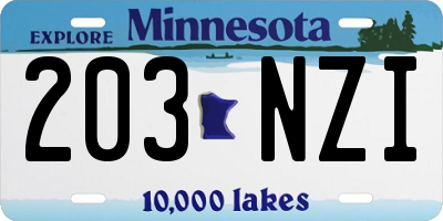 MN license plate 203NZI