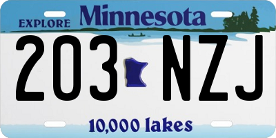 MN license plate 203NZJ