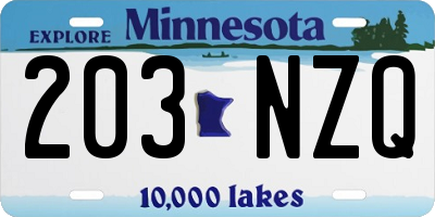 MN license plate 203NZQ