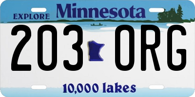 MN license plate 203ORG