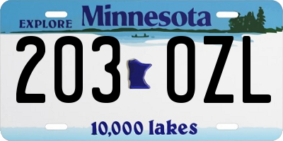 MN license plate 203OZL