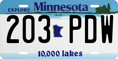 MN license plate 203PDW