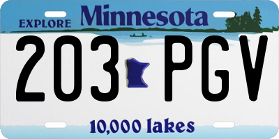 MN license plate 203PGV
