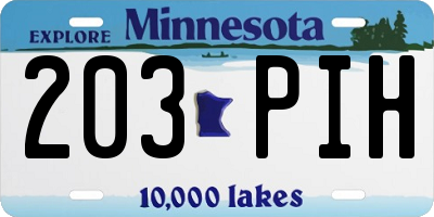 MN license plate 203PIH