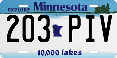 MN license plate 203PIV