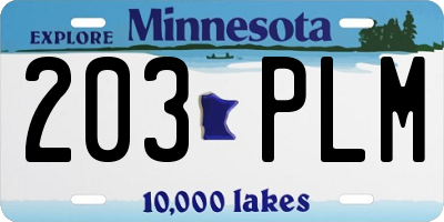 MN license plate 203PLM