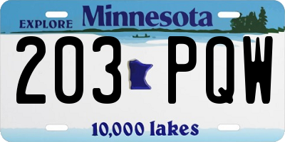 MN license plate 203PQW