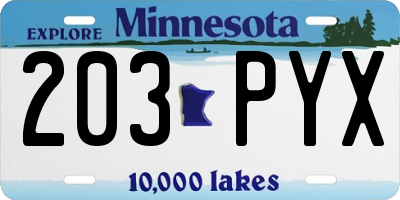 MN license plate 203PYX