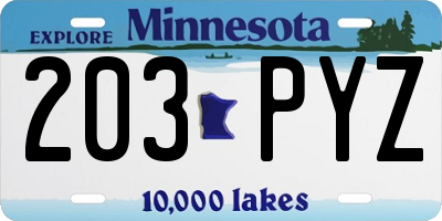 MN license plate 203PYZ