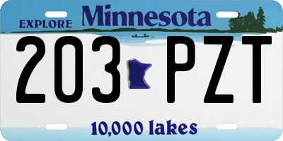 MN license plate 203PZT