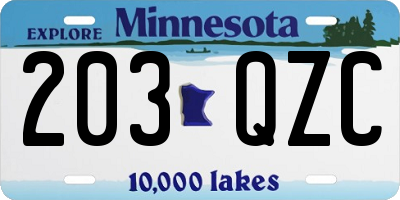 MN license plate 203QZC