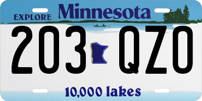 MN license plate 203QZO