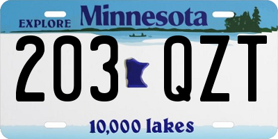 MN license plate 203QZT