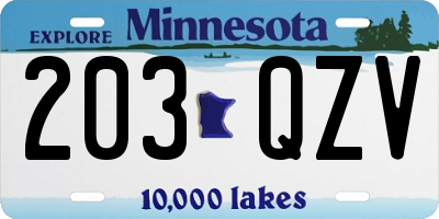 MN license plate 203QZV