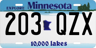 MN license plate 203QZX