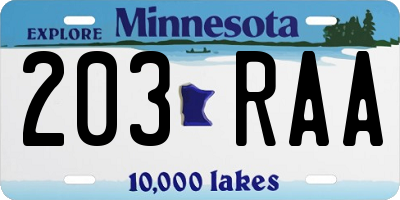 MN license plate 203RAA